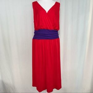 Lane‎ Bryant Women’s Red Sleeveless Midi Dress Size 14 16 New NWT Purple V-Neck